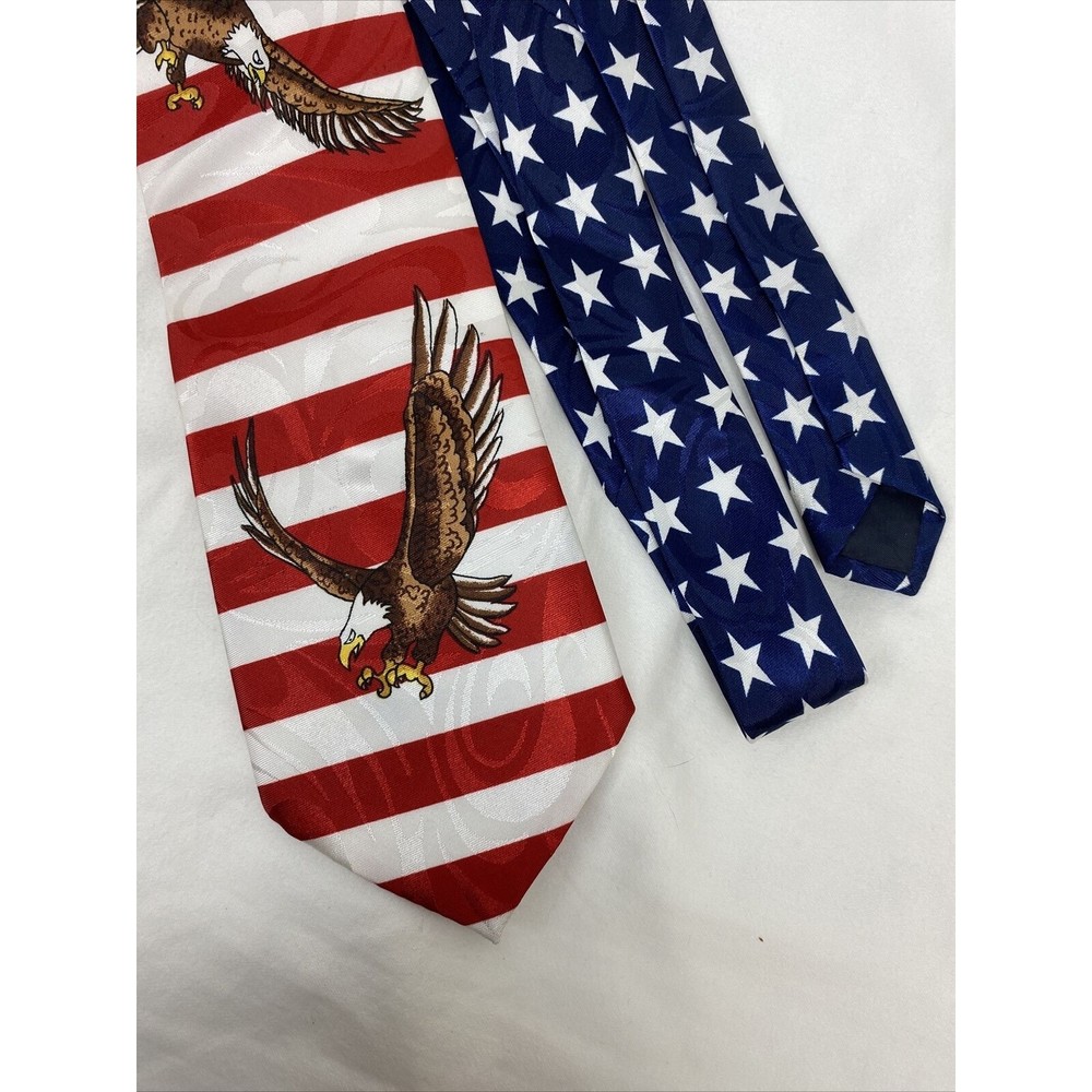 USA Flag with Eagle Necktie Steven Harris Red White and Blue Eagles July 4th